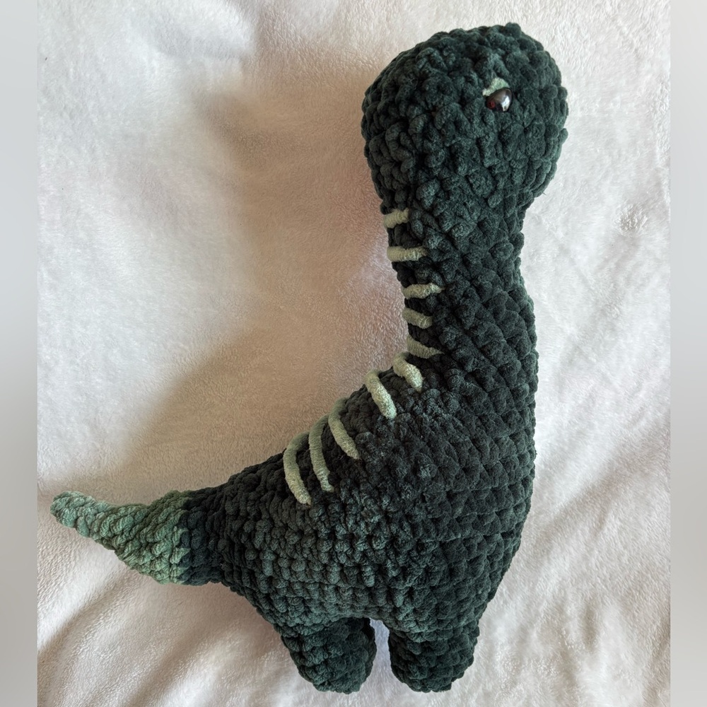 Plush crochet handmade Dinosaur Toy in Dark Green